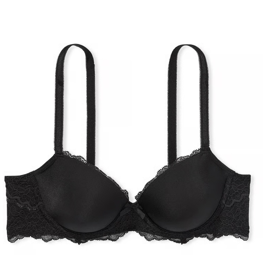 Victoria's Secret Dream Angels Smooth & Lace Lightly Lined Demi Bra in black